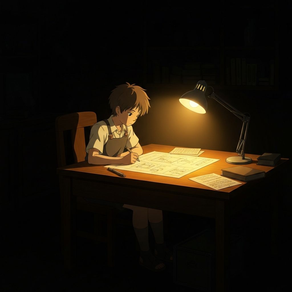 Developer working at a desk illuminated by a warm lamp